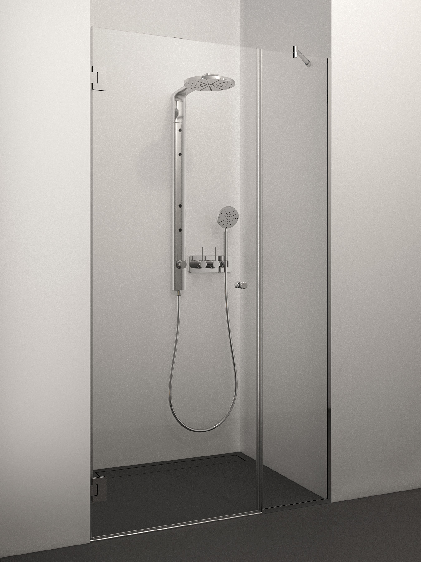 dušas durvis Rebecca, 1000 mm, h=2000, hroms/caurspīdīgs stikls